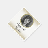 75e aangepaste foto wit en goud servet (Hoek)
