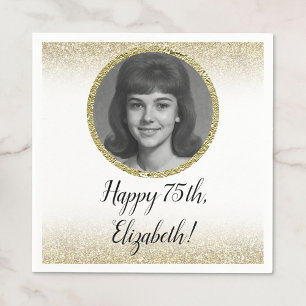 75e aangepaste foto wit en goud  servet