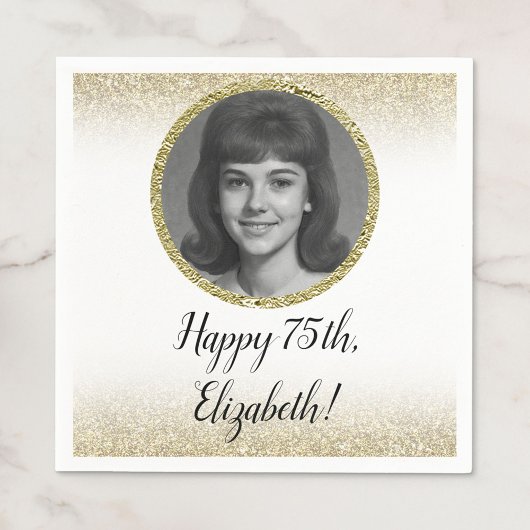 75e aangepaste foto wit en goud servet