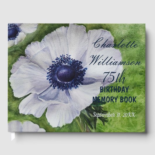 75e Anemone Floral Birthday Memory Gastenboek (Voorkant)