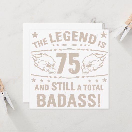 75e Birthday Badass Kaart (Voorkant / Achterkant in situ)