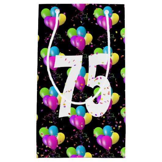 75e Birthday-ballonnen en Confetti Small Gift Bag Klein Cadeauzakje (Voorkant)