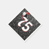 75e Birthday-ballonnen op Black Glitter Napkins Servet (Hoek)