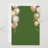 75e Birthday Green en Gold Glitter Balloons Kaart (Achterkant)