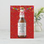 75e Birthday Party Beer Bottle Invitation Kaart (Staand voorkant)