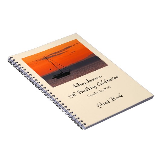 75e Birthday Party Guest Book, Sailboot at Sunset Notitieboek