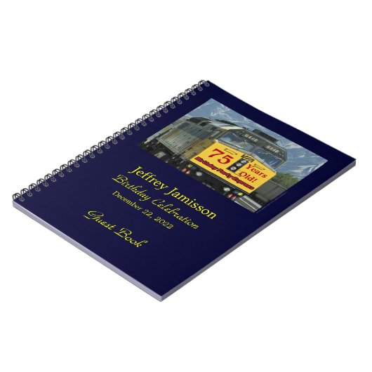 75e Birthday Party Guest Book, Yellow Train Notitieboek (Linkerzijde)
