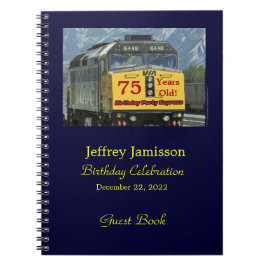 75e Birthday Party Guest Book, Yellow Train Notitieboek