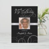 75e Birthday Party Invitations with Photo Kaart (Staand voorkant)