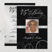 75e Birthday Party Invitations with Photo Kaart (Voorkant / Achterkant)