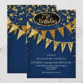 75e Birthday Party Pennant Banner Confetti Kaart (Voorkant / Achterkant)