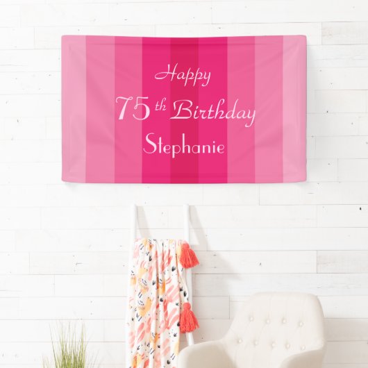 75e Birthday Pink Stripe Spandoek (Insitu)