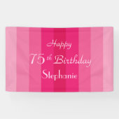 75e Birthday Pink Stripe Spandoek (Horizontaal)