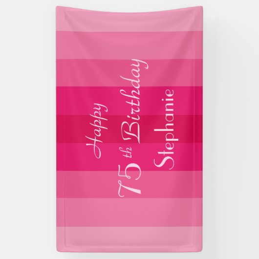 75e Birthday Pink Stripe Spandoek (Verticaal)