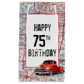 75e 'Birthday Red Retro'-vrachtwagen op kaart Klein Cadeauzakje (Voorkant)