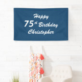 75e bordje op geboortedag personaliseren Blauwe sp Spandoek (Insitu)