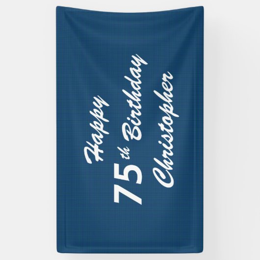 75e bordje op geboortedag personaliseren Blauwe sp Spandoek (Verticaal)