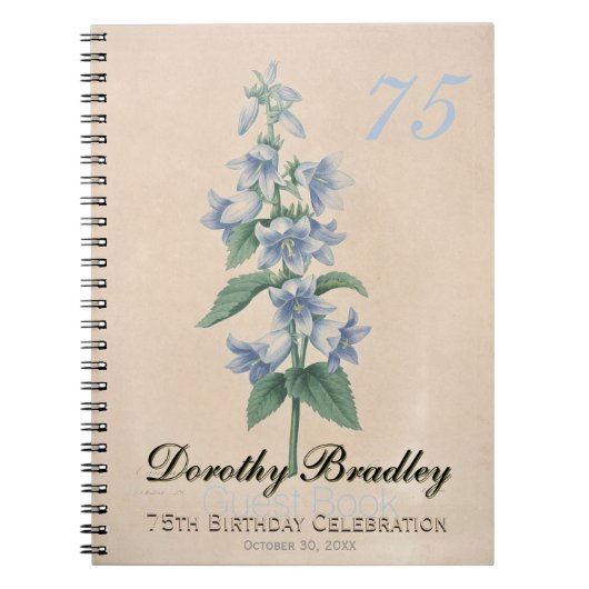 75e Botanische Guest Book op Birthday Party Notitieboek (Voorkant)