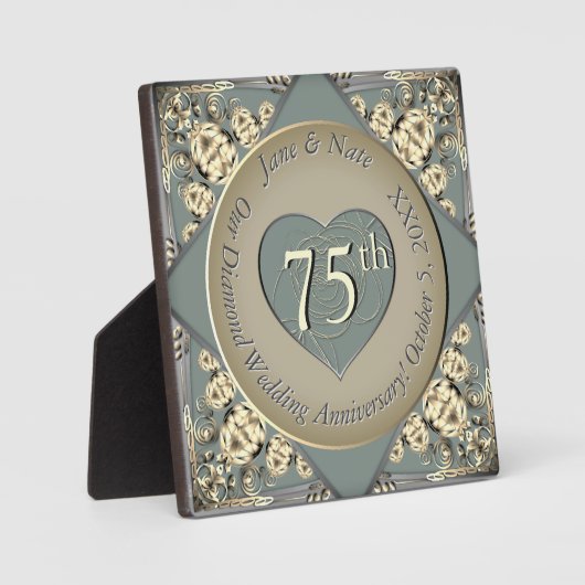 75e bruiloft Diamond Jubileum Plaque Fotoplaat (Voorkant)