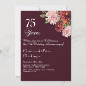 75e bruiloft Jubileum Bourgondië Bloemen Kaart (Voorkant)