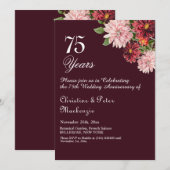 75e bruiloft Jubileum Bourgondië Bloemen Kaart (Voorkant / Achterkant)