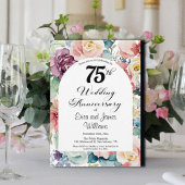 75e bruiloft Jubileum Elegant Script Floral Kaart