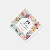 75e bruiloft Jubileum Elegant Script Floral Servet (Hoek)