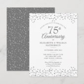 75e bruiloft Jubileum Love Hearts Confetti Uitnodiging Briefkaart (Voorkant / Achterkant)