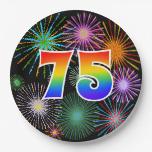 75e evenement - Fun, kleurrijk, vet, regenboog 75 Papieren Bordje