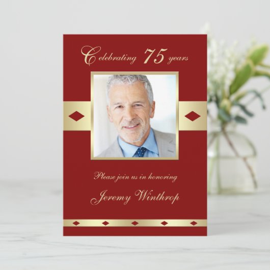 75e foto Verjaardagsfeestuitnodiging Bourgondië 75 Kaart (Staand voorkant)