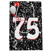75e geboortedag ballonnen op zwarte glitter medium cadeauzakje (Voorkant)