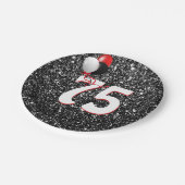 75e geboortedag ballonnen op zwarte glitter papieren bordje (Gekanteld)