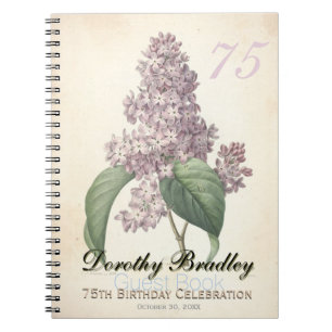 75e geboortedag Botanisch Lila Guest Book Notitieboek