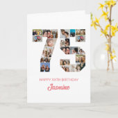 75e geboortedag nummer 75 Foto Collage Persoonlijk Kaart (Gele Bloem)
