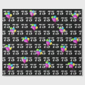 75e Gelukkige Verjaardagsballonnen op Zwart Cadeaupapier (Vlak)