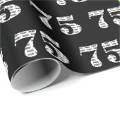 75e Gelukkige Verjaardagsballonnen op Zwart Cadeaupapier (Rol Hoek)