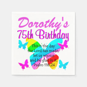 75E GEPERSONALISEERDE BIRTHDAY BUTTERFLY NAPKINS SERVETTEN