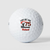 75e geschenk voor collega - 70 jaar Red Plaid Gift Golfballen (Voorkant)