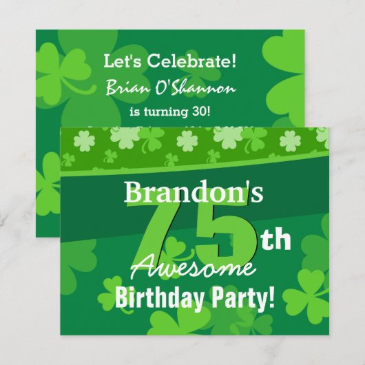 75e Geweldige verjaardag groene shamrocks G002G Kaart (Voorkant / Achterkant)