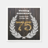 75e Gold & Diamond Laurel Wedding Jubileum Nap Servet (Voorkant)