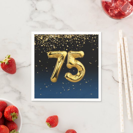 75e goudballonnen en Confetti Napkins Servet (Insitu)