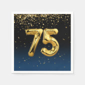 75e goudballonnen en Confetti Napkins Servet (Voorkant)