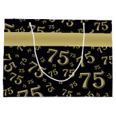 75e Happy Birthday Black/Gold-nummerpatroon Groot Cadeauzakje (Achterkant)