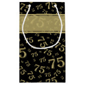 75e Happy Birthday Black/Gold-nummerpatroon Klein Cadeauzakje (Achterkant)