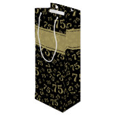 75e Happy Birthday Black/Gold-nummerpatroon Wijn Cadeautas (Achterkant Gekanteld)