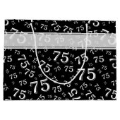 75e Happy Birthday Black/White Number Pattern Groot Cadeauzakje (Achterkant)