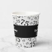 75e Happy Birthday Black/White Number Pattern Papieren Bekers (Links)