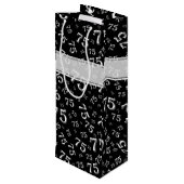 75e Happy Birthday Black/White Number Pattern Wijn Cadeautas (Achterkant Gekanteld)