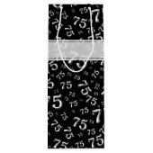 75e Happy Birthday Black/White Number Pattern Wijn Cadeautas (Achterkant)