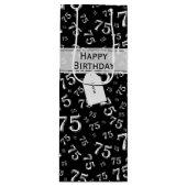 75e Happy Birthday Black/White Number Pattern Wijn Cadeautas (Voorkant)